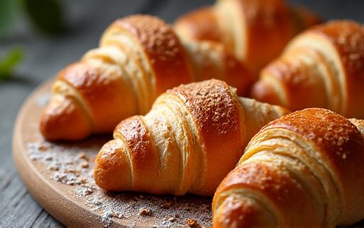 Frisch gebackene Croissants und Gebäck