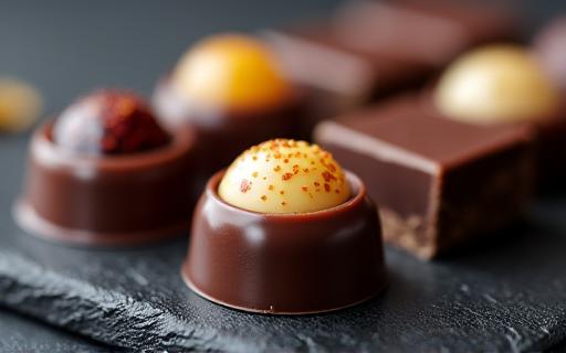 Handgefertigte Pralinen und Schokoladentafeln